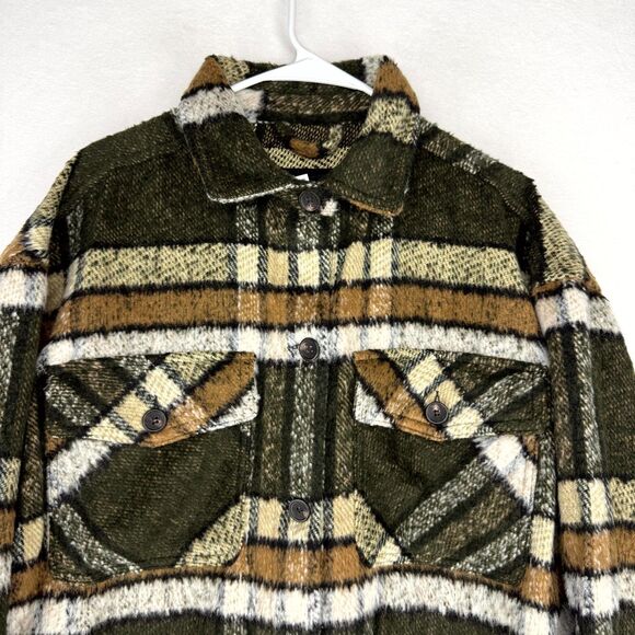 Cotton:‎ On Mens 70$ Khaki Winter Check Fleece Overcoat Size M NEW - Picture 10 of 14